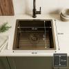 Pure.Sink Luxion PVD Antique Bronze sink 36x40 cm undermount, flush mount, and top mount with bottom rack PLX3640-64